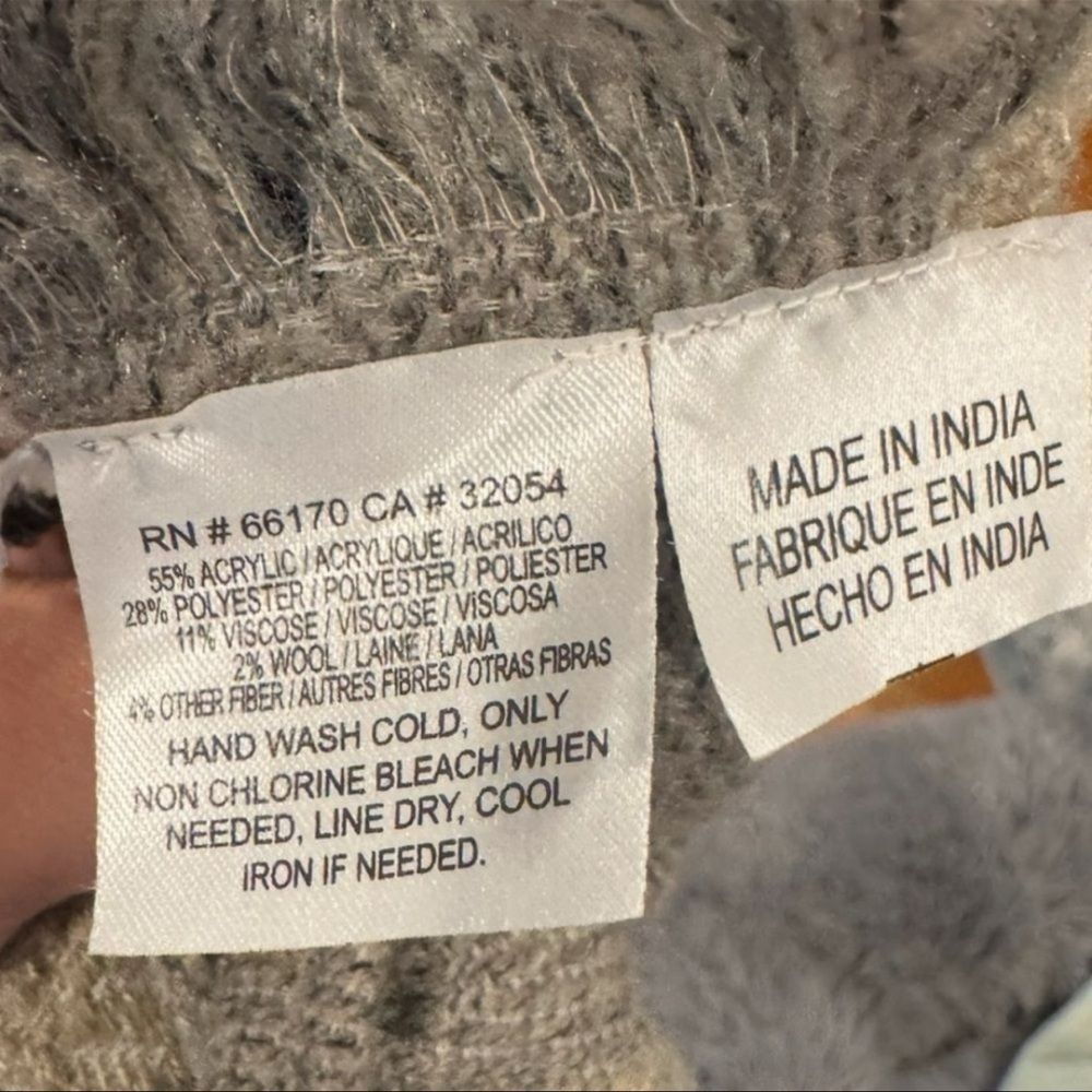 Boho Knit Sequin Trim Open Front Wrap Shawl | One… - image 6